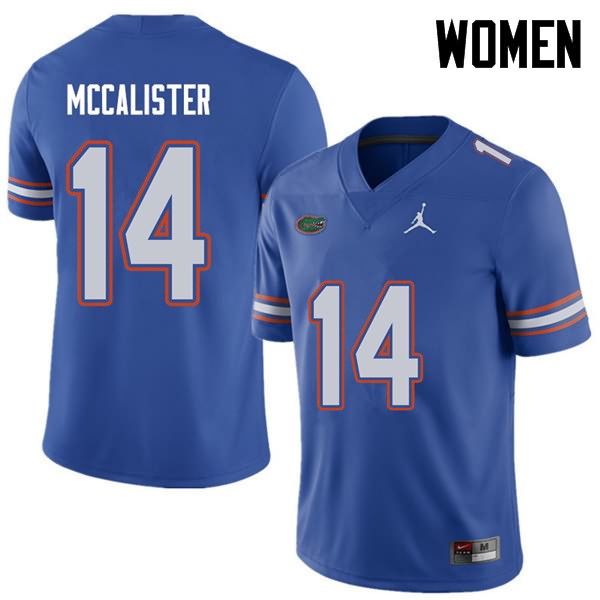 Women's NCAA Florida Gators Alex McCalister #14 Stitched Authentic Jordan Brand Royal College Football Jersey CCL2465UE